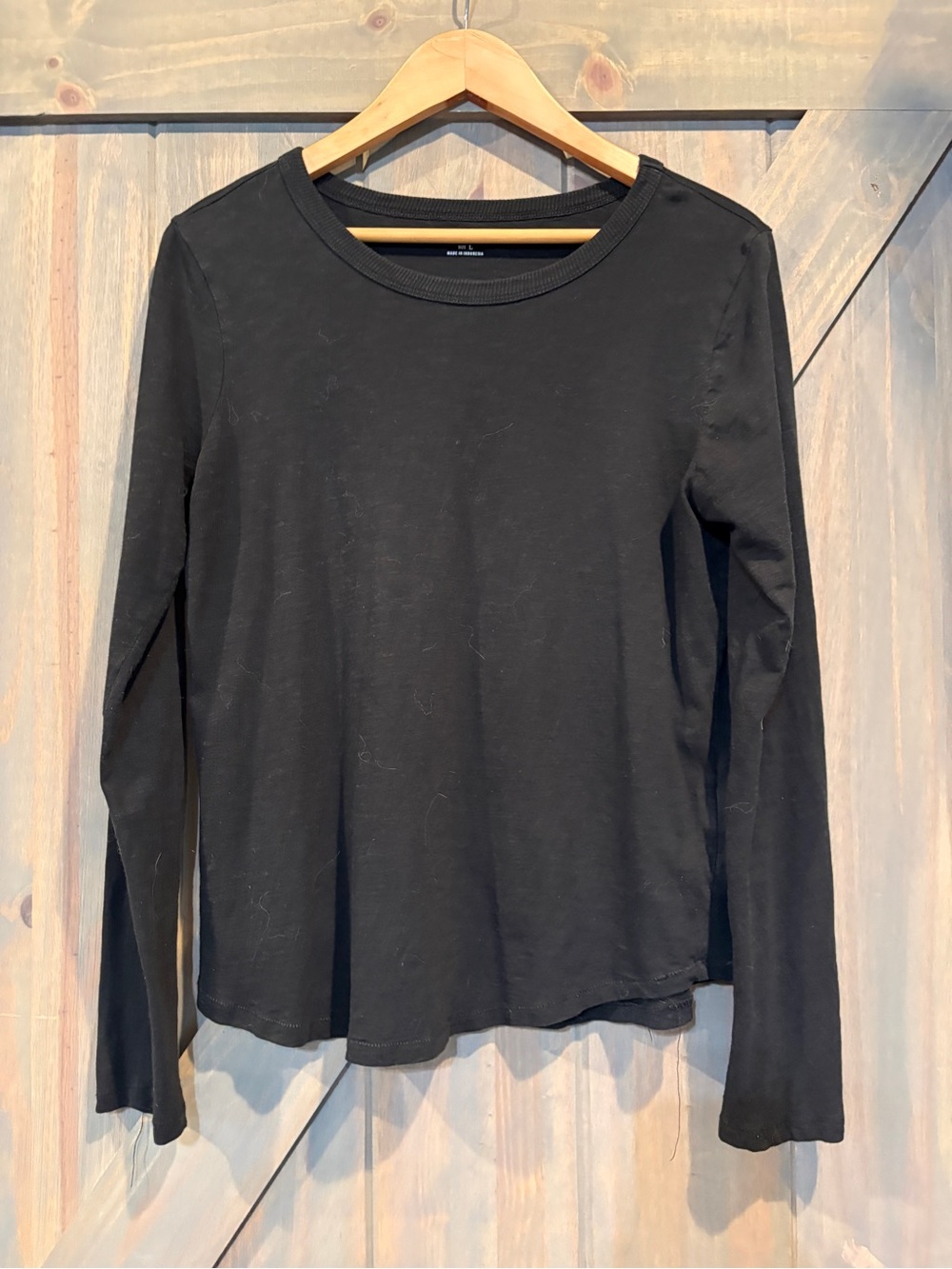 Women's Madewell Black Long-Sleeve Crewneck Top
